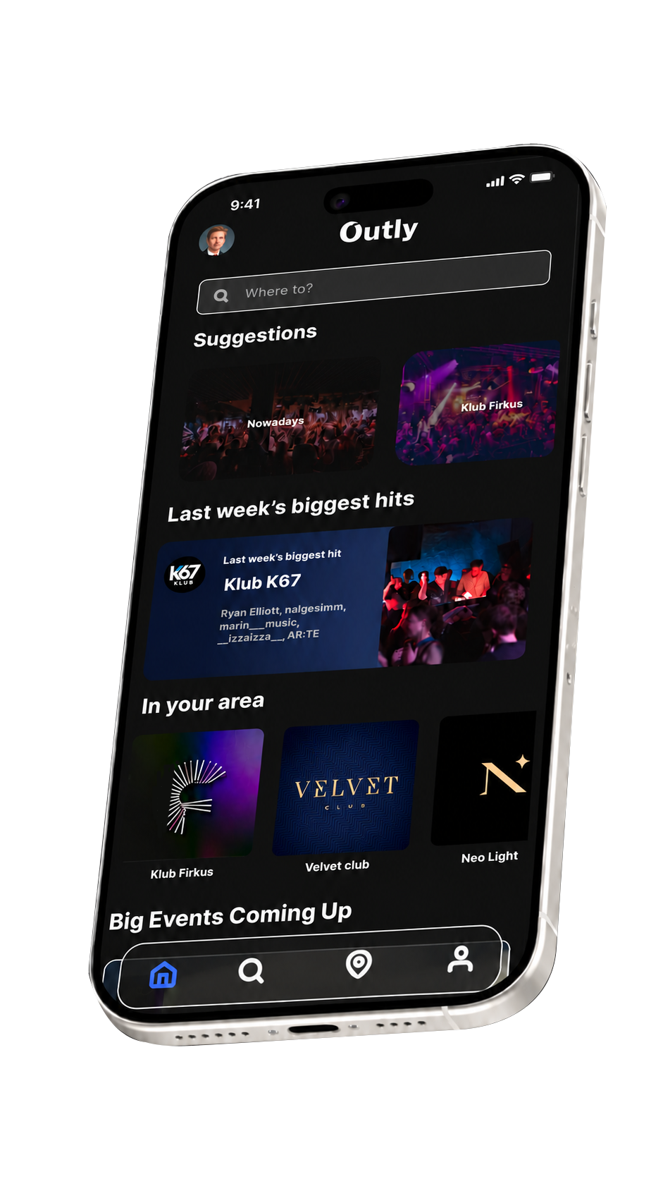 Outly app home screen preview